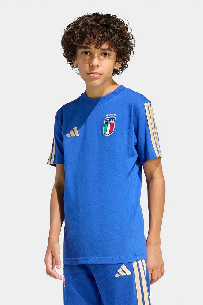 Detské bavlnené tričko adidas Performance bavlna modrá JY9540