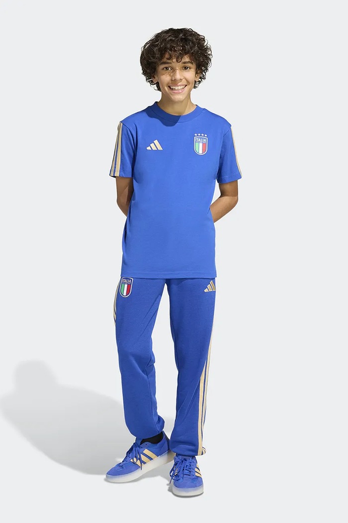Detské bavlnené tričko adidas Performance modrá JY9540