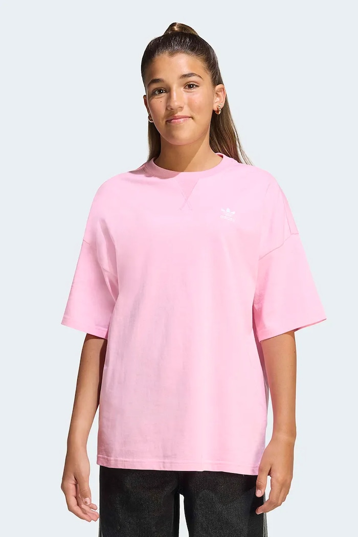Detské bavlnené tričko adidas Originals ružová KE0399
