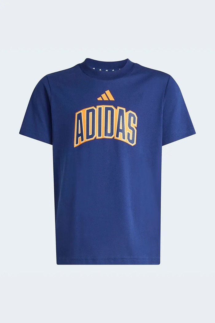 Παιδικό βαμβακερό μπλουζάκι adidas KD3454 μπλε SS26