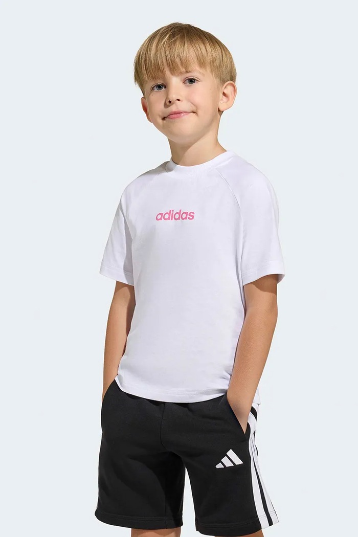 Παιδικό βαμβακερό μπλουζάκι adidas λευκό KE0852