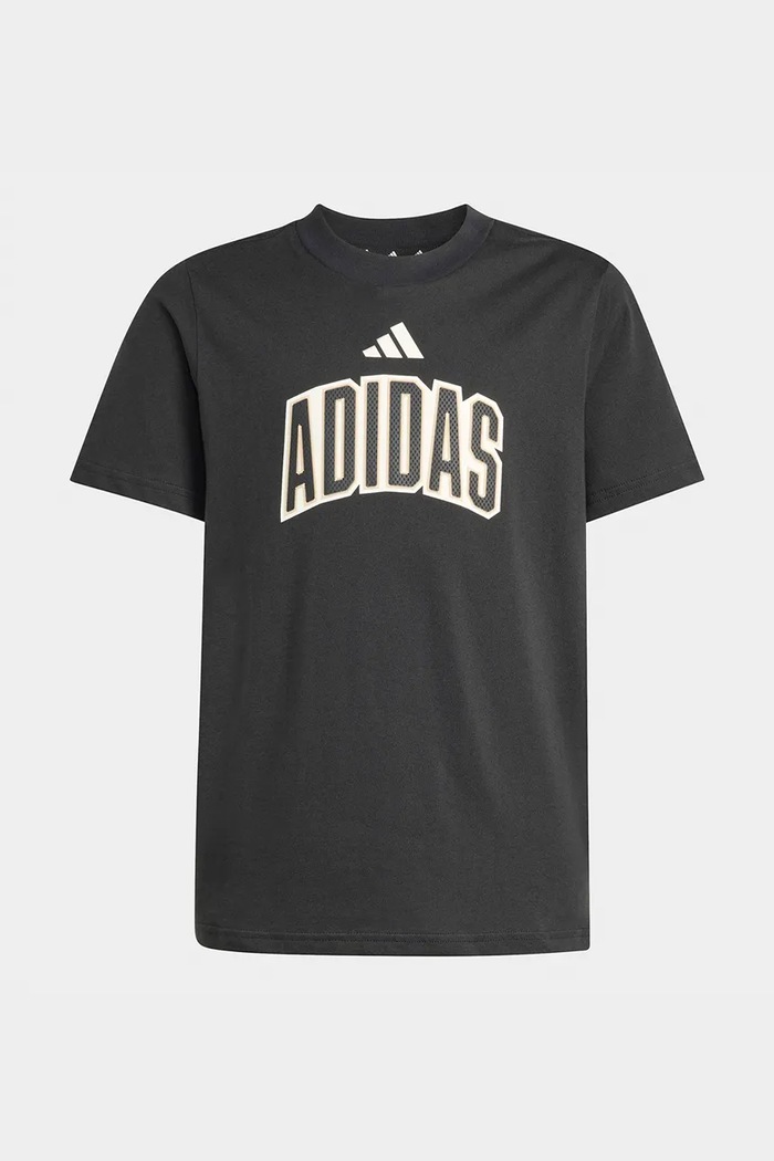Παιδικό βαμβακερό μπλουζάκι adidas KC4641 μαύρο SS26