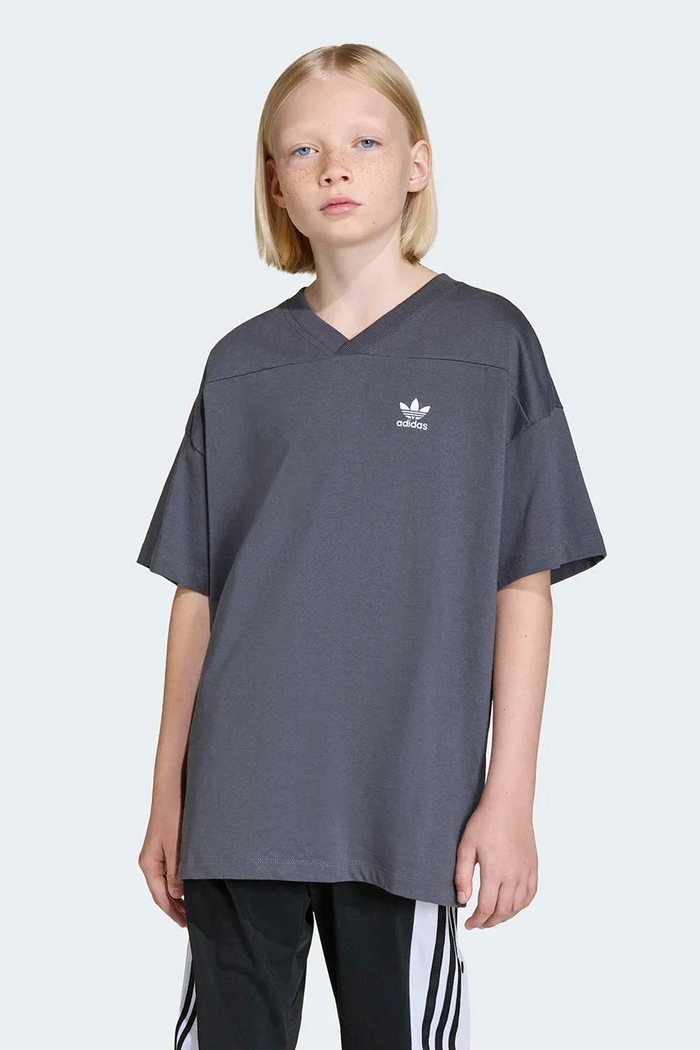 Detské bavlnené tričko adidas Originals bavlna sivá KE2431