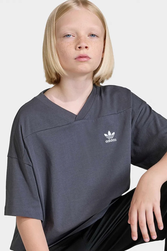 Detské bavlnené tričko adidas Originals KE2431 sivá