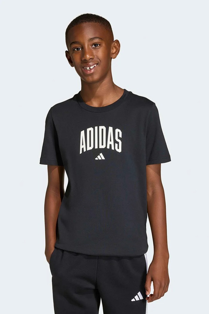 Otroška bombažna kratka majica adidas črna KE1348