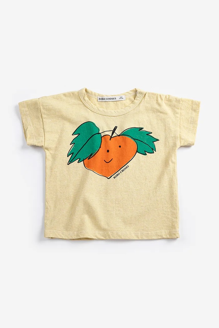 Bobo Choses t-shirt bawełniany niemowlęcy Curious Turnip 126AB011 żółty SS26