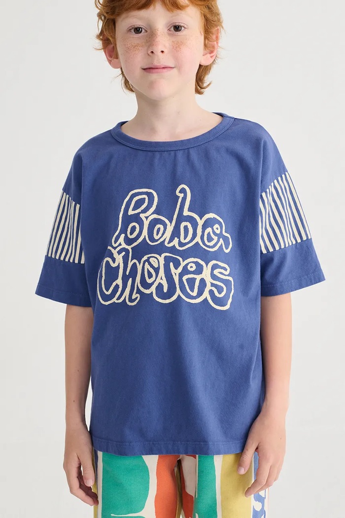 Παιδικό βαμβακερό μπλουζάκι Bobo Choses Bobo Choses By Hand στάμπα μπλε 126AC138