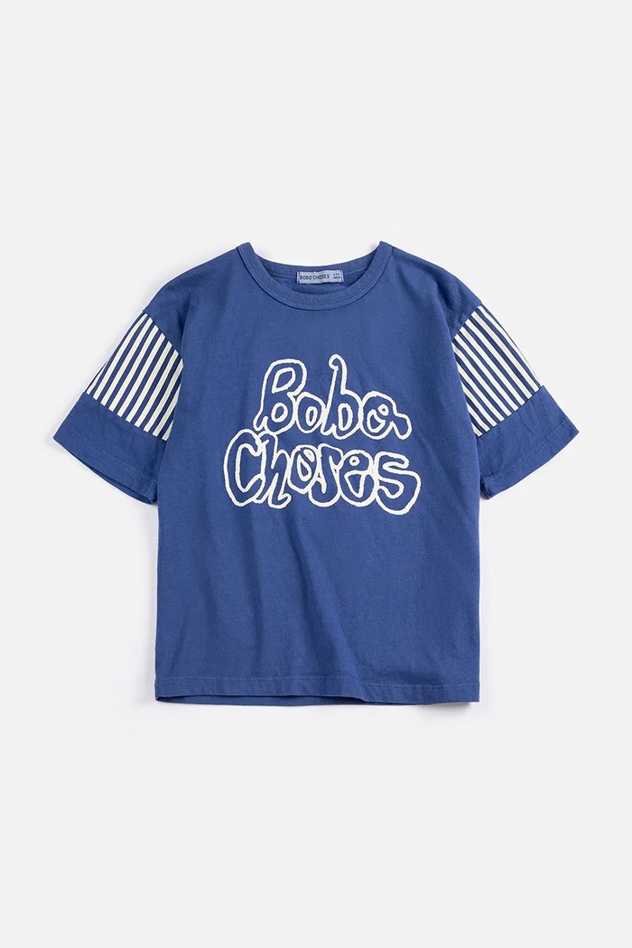 Παιδικό βαμβακερό μπλουζάκι Bobo Choses Bobo Choses By Hand 126AC138 μπλε SS26