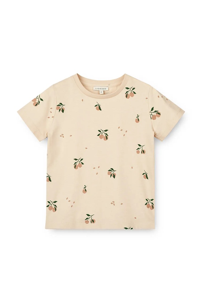 Liewood t-shirt bawełniany dziecięcy Apia Printed Shortsleeve T-shirt wzorzyste beżowy LW20670.PPY2