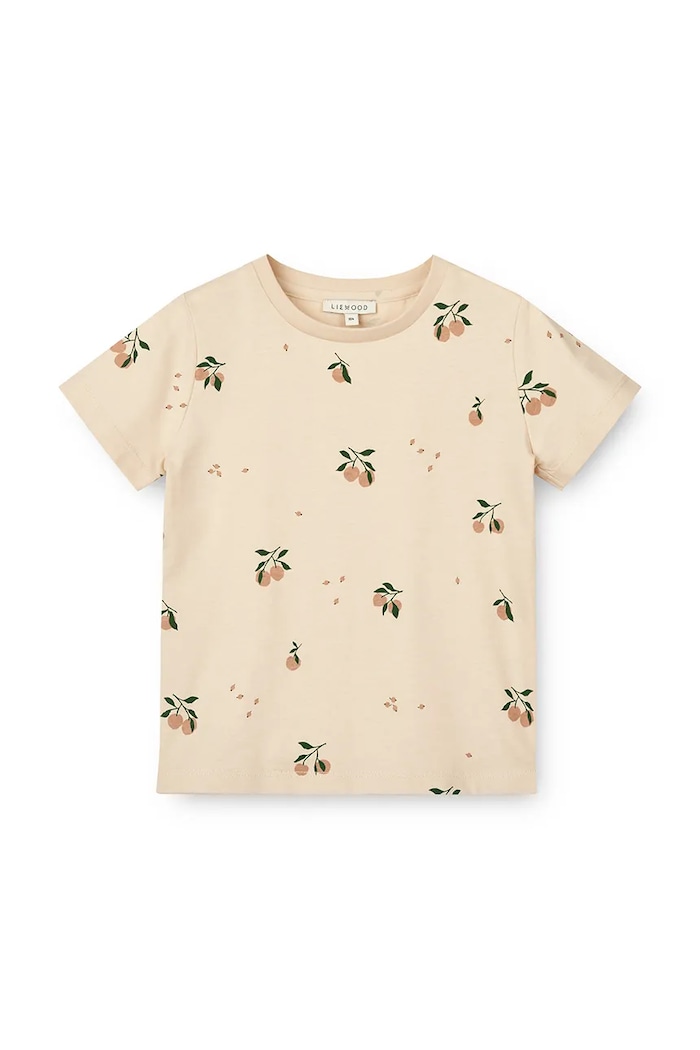 Liewood t-shirt bawełniany dziecięcy Apia Printed Shortsleeve T-shirt wzorzyste beżowy LW20670.PPY2