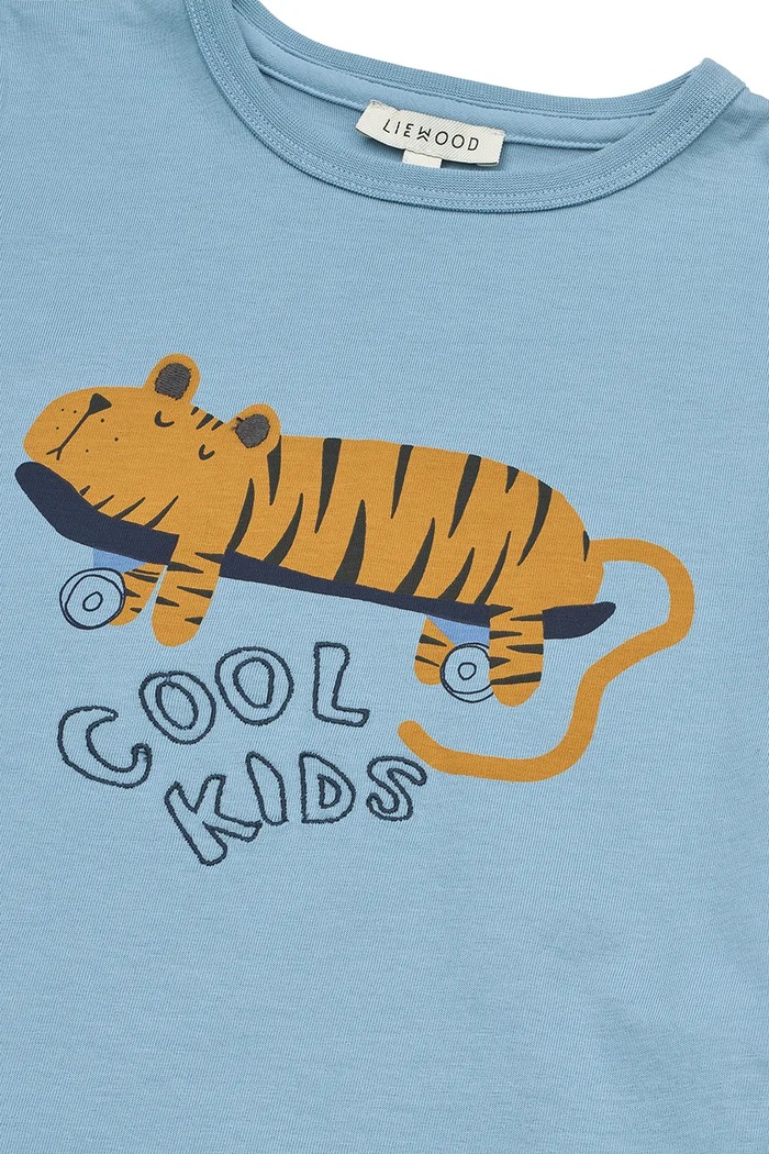 Fiú Liewood gyerek pamut póló Apia Placement Shortsleeve T-shirt LW20678.PPY2 kék
