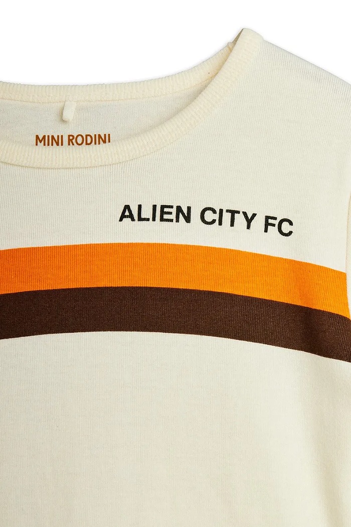 Chłopiec Mini Rodini t-shirt dziecięcy bawełniany Alien City FC 26220116 beżowy