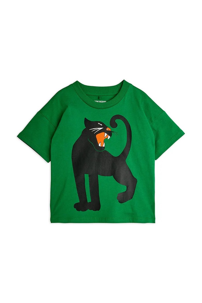 Detské bavlnené tričko Mini Rodini Panther bavlna zelená 11000336