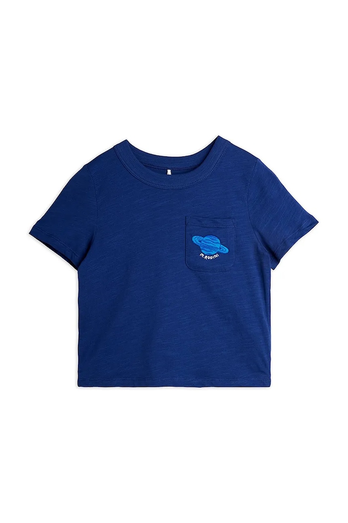 Mini Rodini tricou de bumbac pentru copii Planet imprimeu bleumarin 26220139
