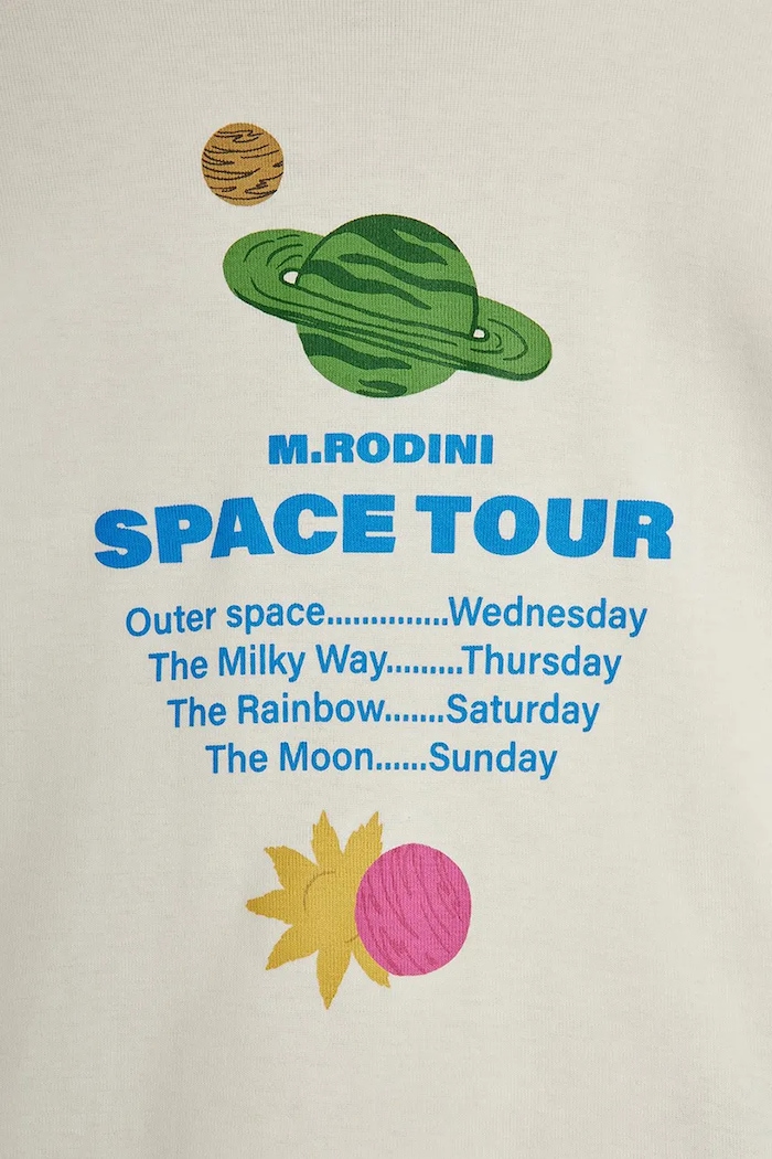 Mini Rodini t-shirt bawełniany dziecięcy Space tour beżowy 26220147