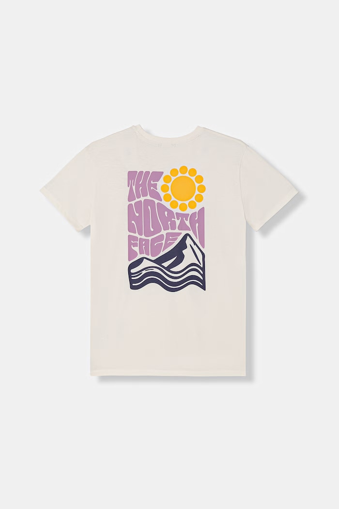 The North Face T-shirt dziecięcy bawełniany TEEN VOYAGE RELAXED SHORT SLEEVE TEE beżowy NF0A8G21QLI1