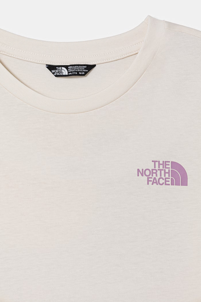 Chłopiec The North Face T-shirt dziecięcy bawełniany TEEN VOYAGE RELAXED SHORT SLEEVE TEE NF0A8G21QLI1 beżowy