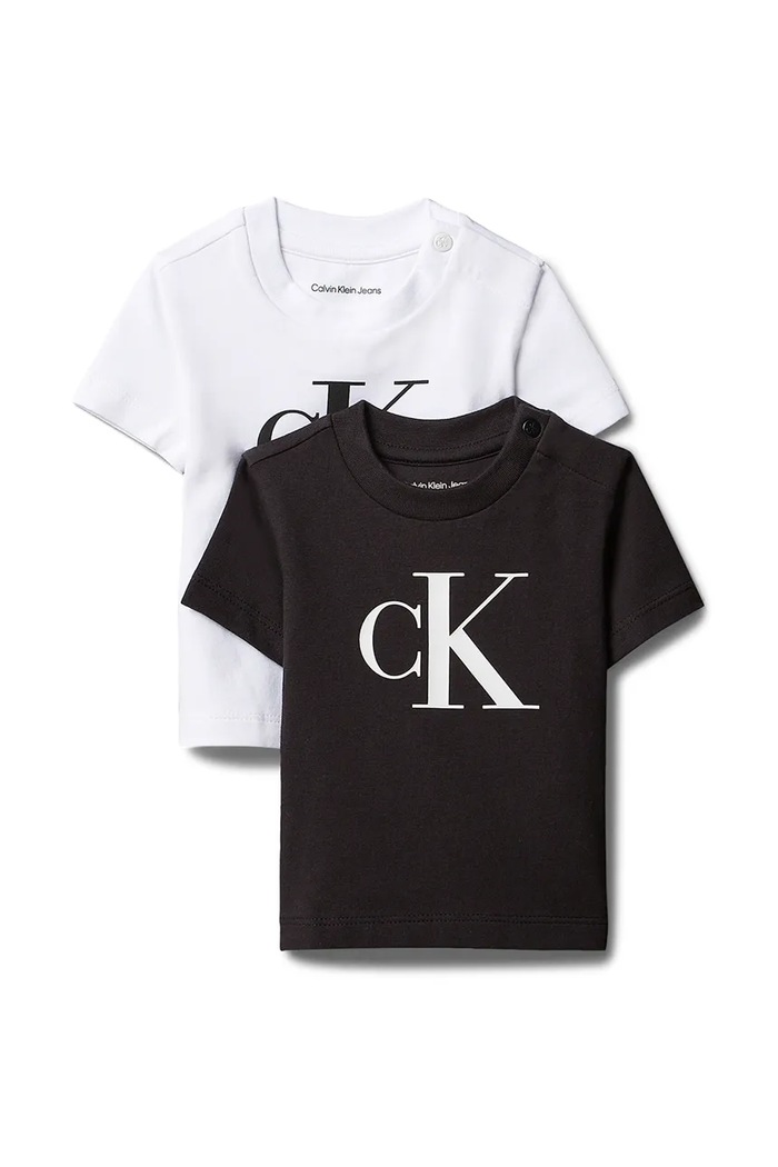 Calvin Klein Jeans tričko dojčenské s bavlnou 2-pak biela LVCKSJI17B.PPY2
