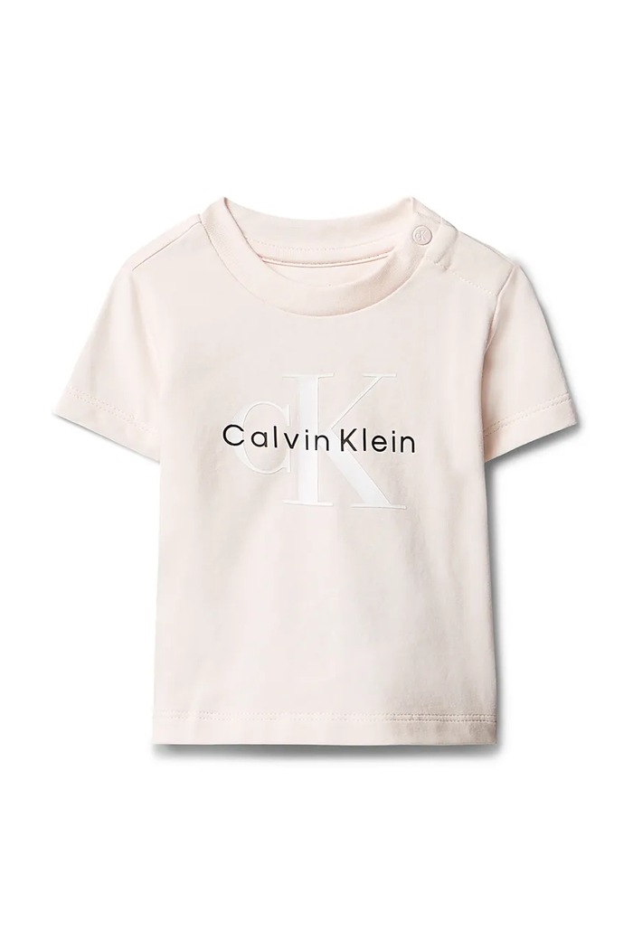 Calvin Klein Jeans tricou pentru bebeluși cu bumbac portocaliu LVCKSJA47B.PPY2