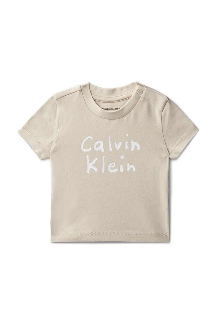 Calvin Klein Jeans tričko dojčenské s bavlnou béžová LVCKSJA52B.PPY2
