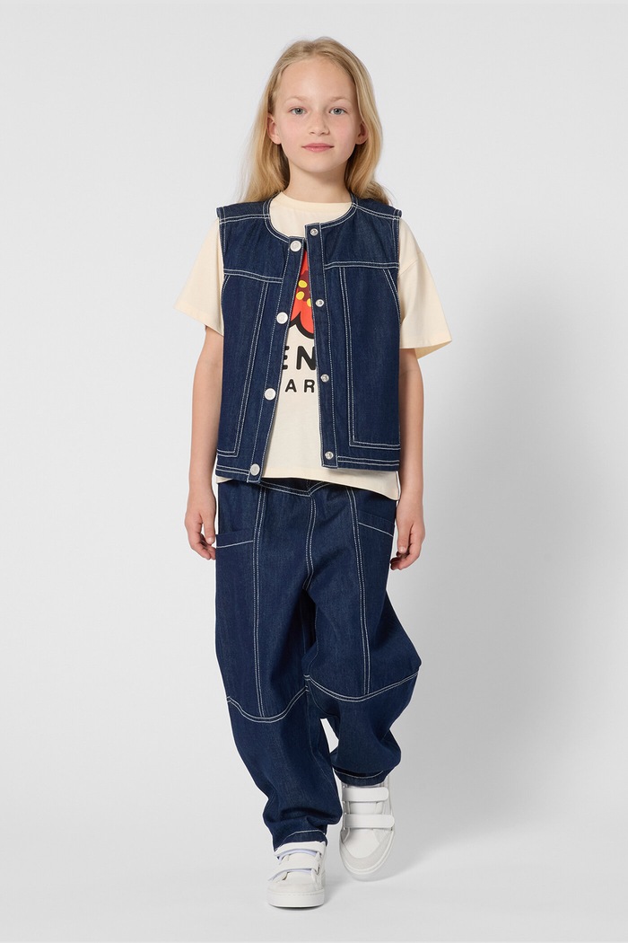 Kenzo Kids t-shirt bawełniany dziecięcy K61698.86.108 beżowy