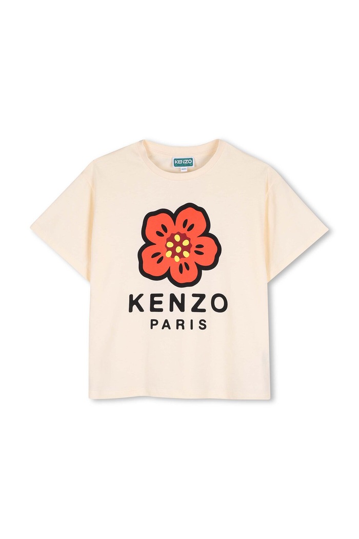 Kenzo Kids t-shirt bawełniany dziecięcy K61698.114.150 beżowy SS26