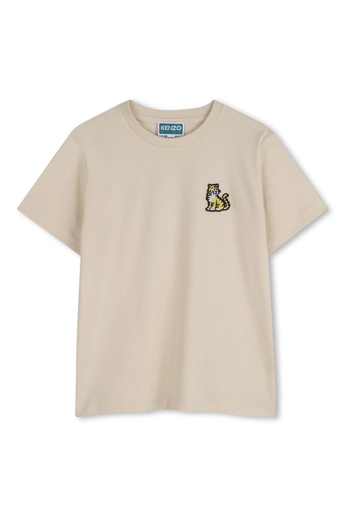 Kenzo Kids t-shirt bawełniany dziecięcy aplikacja beżowy K61700.114.150