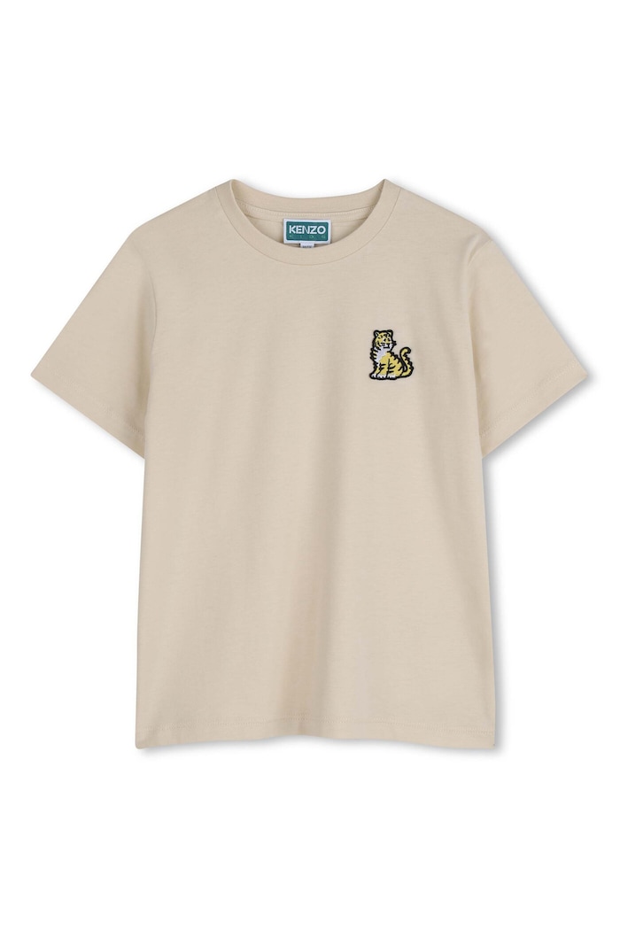 Kenzo Kids t-shirt bawełniany dziecięcy aplikacja beżowy K61700.114.150