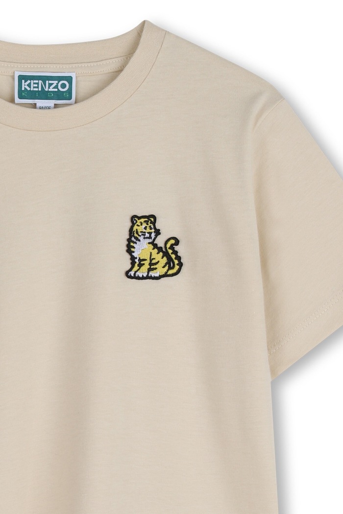 Chłopiec Kenzo Kids t-shirt bawełniany dziecięcy K61700.114.150 beżowy