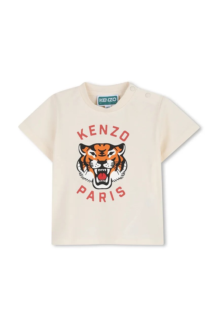 Kenzo Kids t-shirt bawełniany dziecięcy nadruk beżowy K61718.86.102