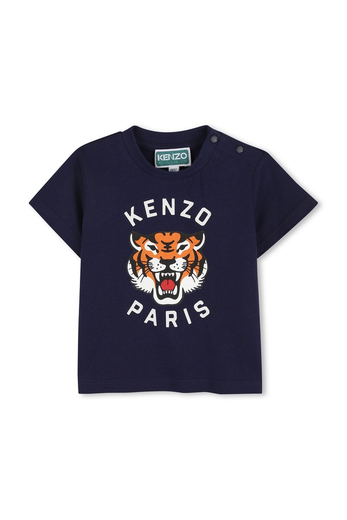 Detské bavlnené tričko Kenzo Kids bavlna tmavomodrá K61718.71.81