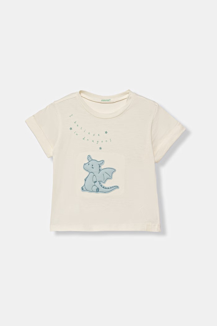 United Colors of Benetton παιδικό βαμβακερό t-shirt μπεζ 3I1XA106Y.W.Stagionale