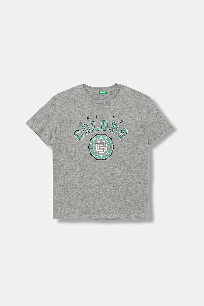 United Colors of Benetton t-shirt παιδικό βαμβακερό γκρί 3I1XC10S4.G.Stagionale