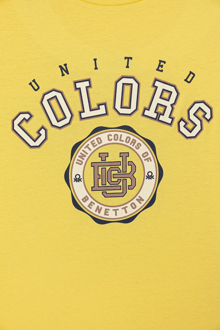 Chłopiec United Colors of Benetton T-shirt dziecięcy bawełniany 3I1XC10S4.G.Stagionale żółty