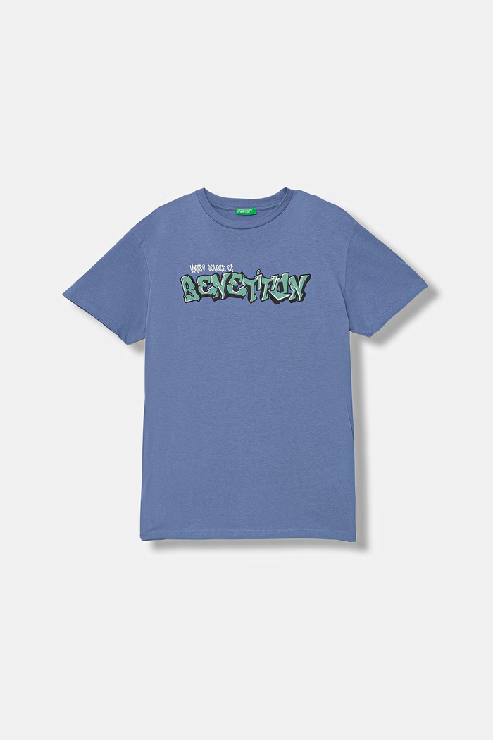 United Colors of Benetton T-shirt dziecięcy bawełniany niebieski 3I1XC10S4.G.Stagionale