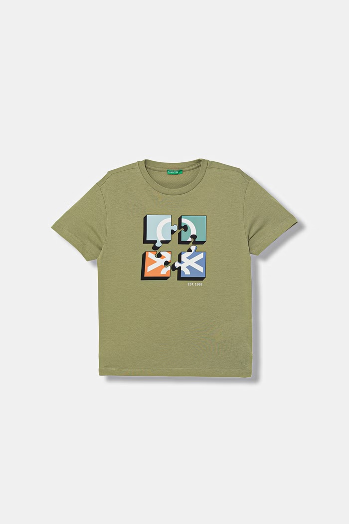 United Colors of Benetton tricou pentru copii din bumbac verde 3I1XC10S4.G.Stagionale