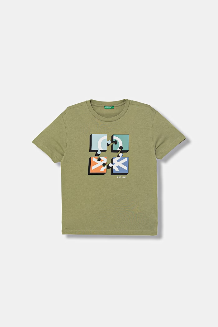 United Colors of Benetton tricou pentru copii din bumbac verde 3I1XC10S4.G.Stagionale