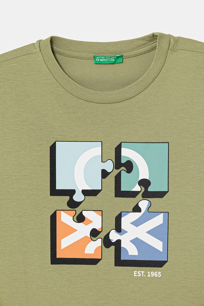 Băieți United Colors of Benetton tricou pentru copii din bumbac 3I1XC10S4.G.Stagionale verde