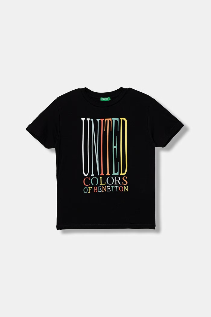 United Colors of Benetton tricou pentru copii din bumbac negru 3I1XC10S4.G.Stagionale