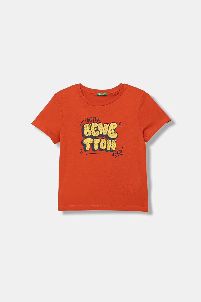 United Colors of Benetton kratka majica otroška z bombažem oranžna 3I1XG10LK.P.Stagionale