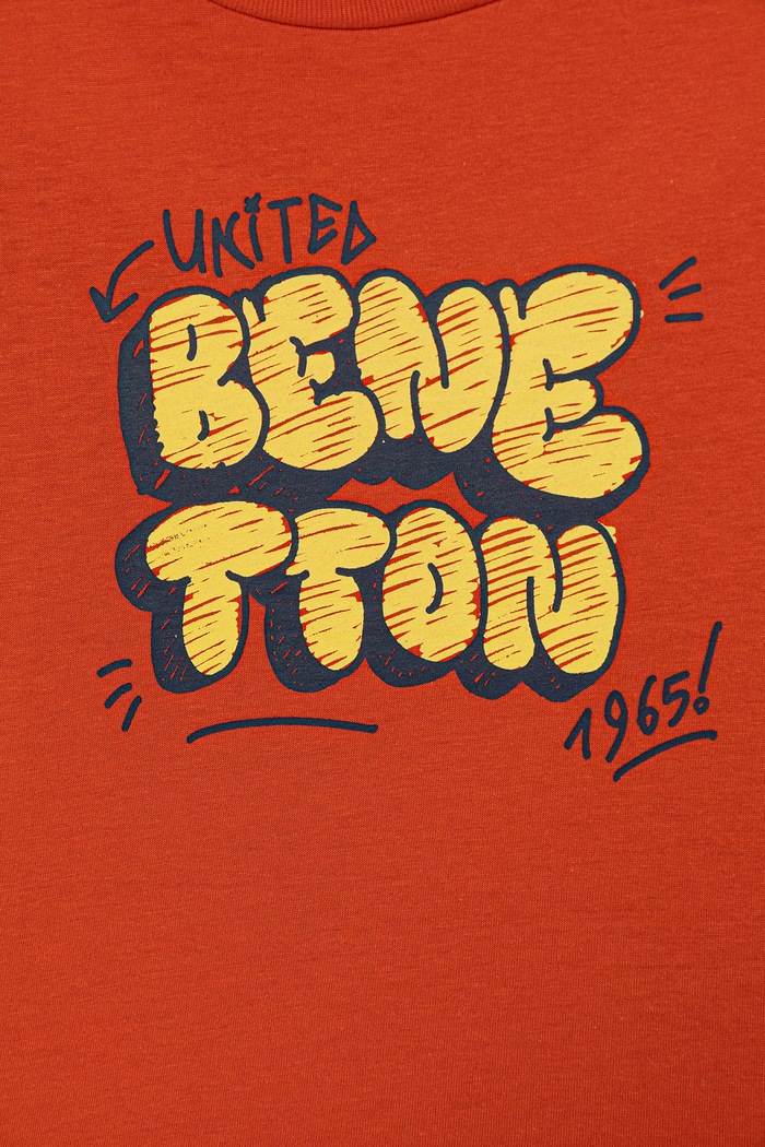 Deklice United Colors of Benetton kratka majica otroška z bombažem 3I1XG10LK.P.Stagionale oranžna