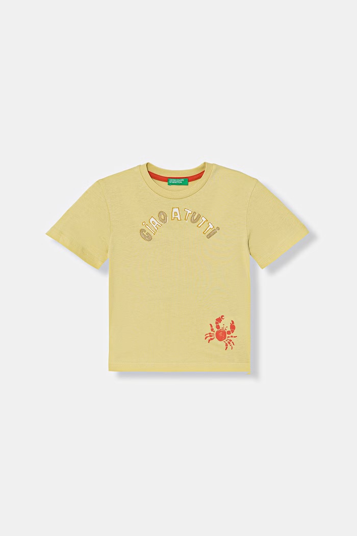 United Colors of Benetton kratka majica otroška bombažna 3I1XG10N8.P.seasonal zelena SS26