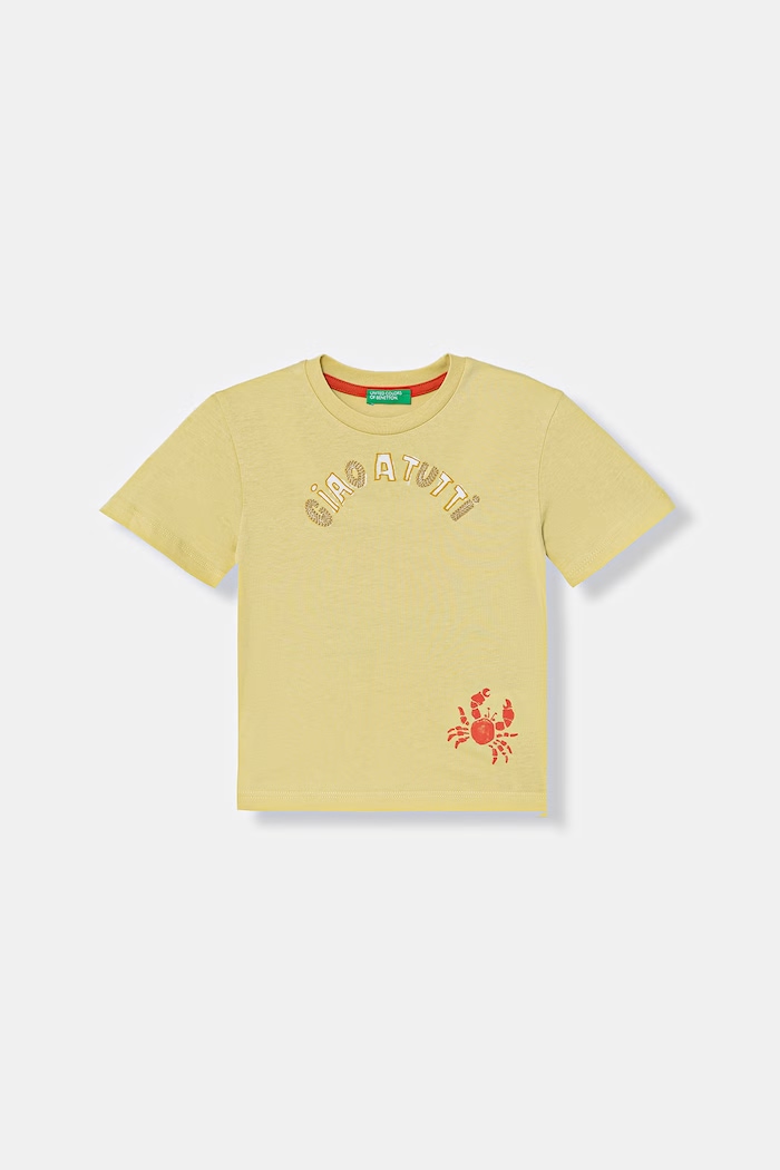 United Colors of Benetton kratka majica otroška bombažna 3I1XG10N8.P.seasonal zelena SS26