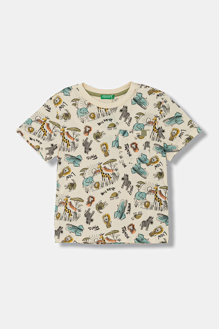 United Colors of Benetton T-shirt dziecięcy bawełniany beżowy 34UTG10N2.P.seasonal