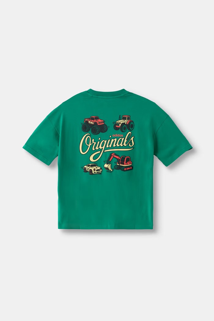 adidas Originals tricou pentru copii din bumbac TOY VEHICLE LF9064 verde SS26