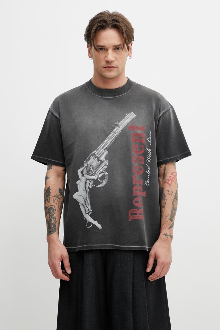 Represent LOADED WITH LOVE t-shirt bawełniany męski szary MLM100682.04