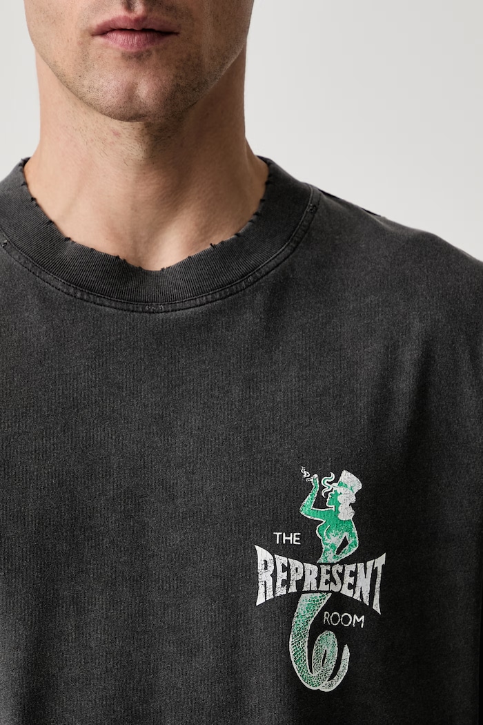 Represent THE VIPER ROOM DICE T-shirt bawełniany męski szary MLM100598.47