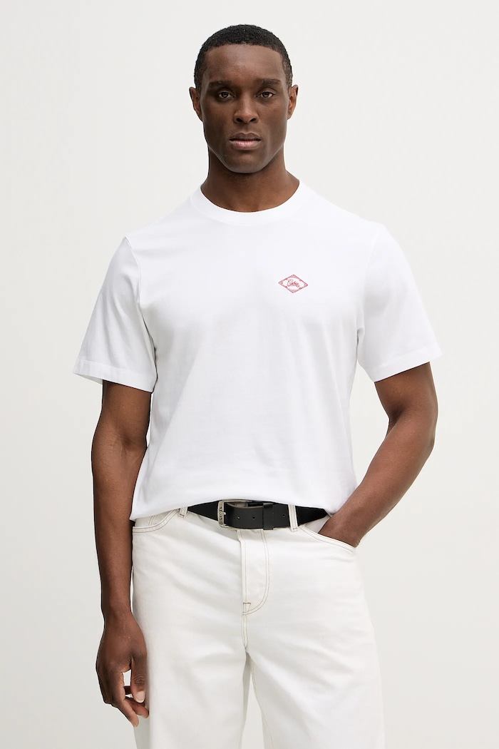 Calvin Klein Jeans tricou din bumbac imprimeu alb LV04RE802G