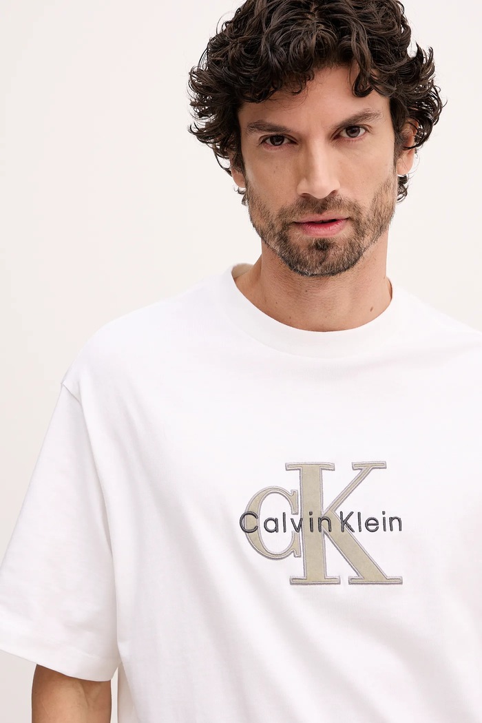 Bavlnené tričko Calvin Klein Jeans béžová LV04RE815G