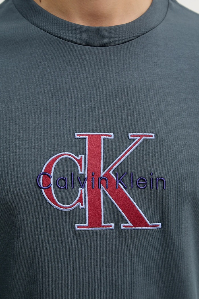 Bombažna kratka majica Calvin Klein Jeans LV04RE815G siva